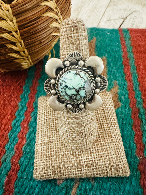 Old Pawn Navajo Sterling Silver & Turquoise Ring Size 6.75