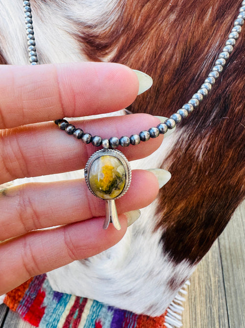 Handcrafted Bumblebee & Sterling Silver Beaded Blossom Necklace