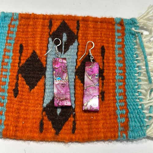 Navajo Sterling Silver Pink Dream Slab Earrings