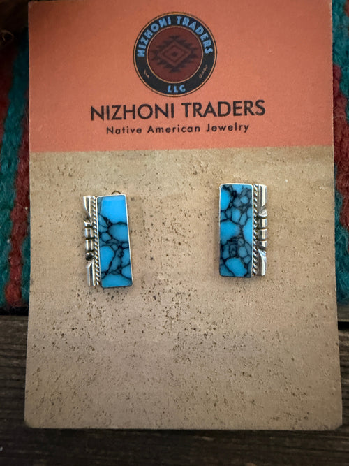 Handcrafted Old Pawn Sterling Silver & Turquoise Post Earrings