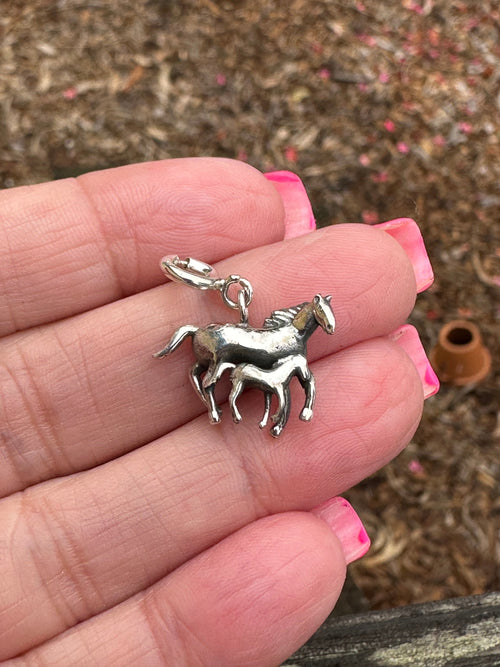 Sterling Silver Mare and Colt Pony Charm