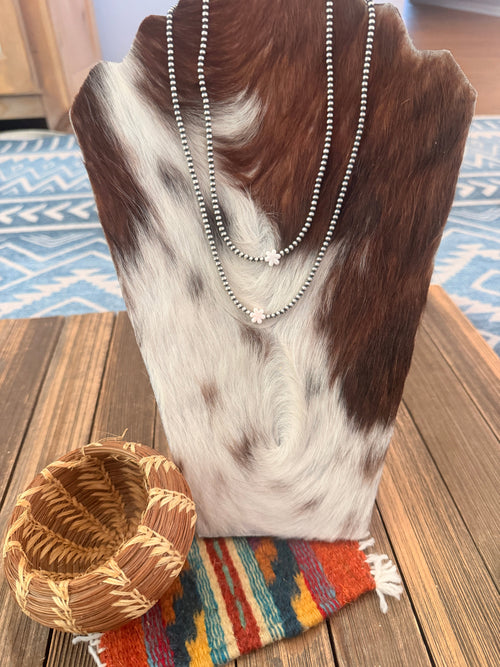 Handcrafted Shell and Sterling Silver Pearl Flower Beaded Necklace