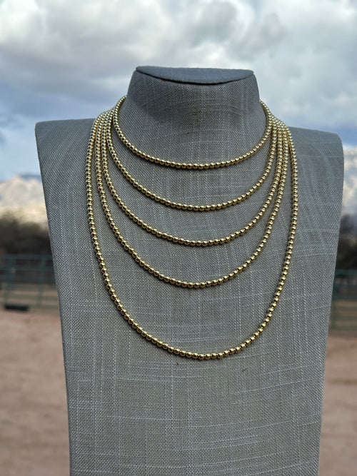 Navajo 14kt Gold Overlay & Sterling Silver Beaded 4mm Necklace