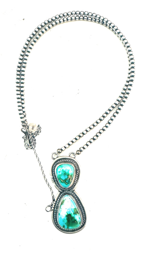 Navajo Sterling Silver & Sonoran Mountain Turquoise Beaded Necklace