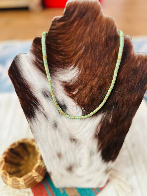 Handcrafted Kingman Turquoise & Sterling Silver Beaded Necklace