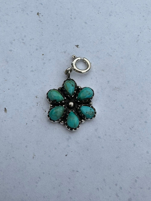 Sterling Silver and Turquoise Flower Charm