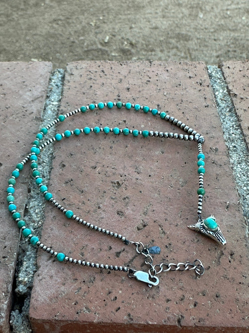 Handmade Sterling Silver & Turquoise Western Lariat Necklace