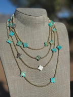 Cle’vara Navajo Turquoise, Gold & Sterling Silver Beaded Necklace and Bracelets