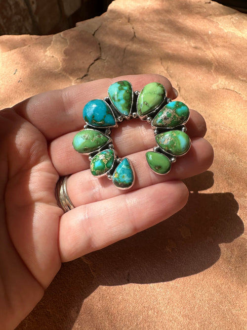 Handmade Sonoran Turquoise And Sterling Silver Adjustable Naja Ring