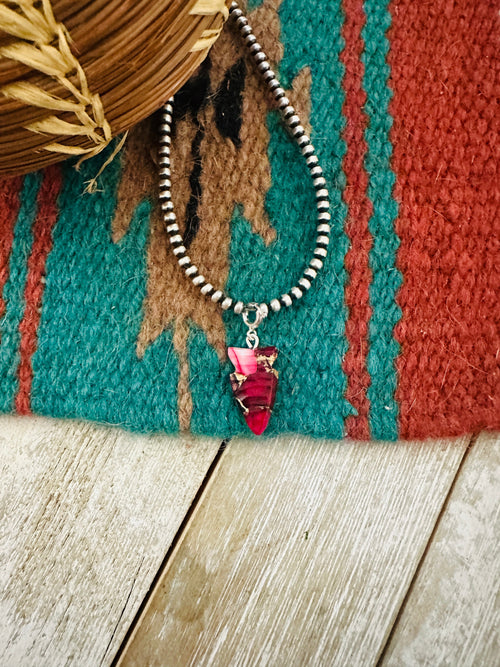 Navajo Hand Carved Rose Dahlia Arrowhead Charm