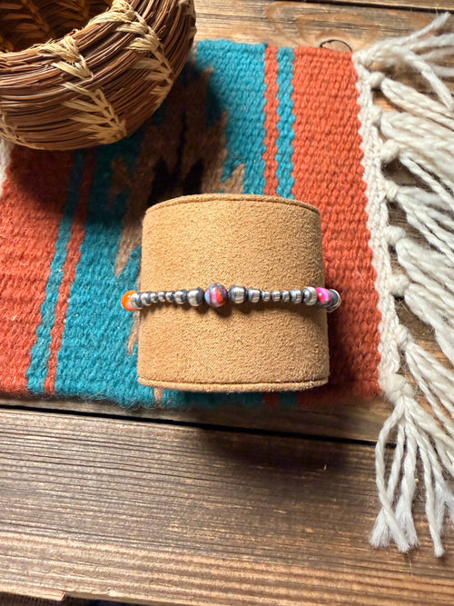 Handcrafted Pink Dream Mojave & Sterling Silver Pearl Beaded Bracelet