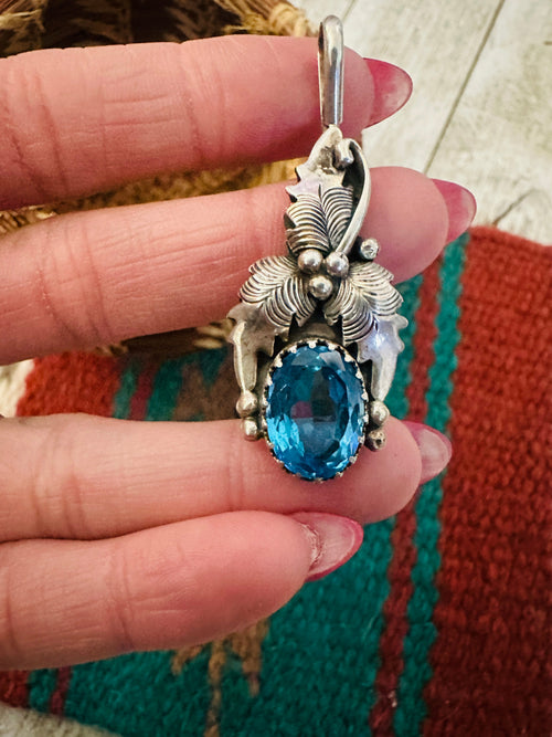 Handcrafted Old Pawn Sterling Silver & Topaz Pendant