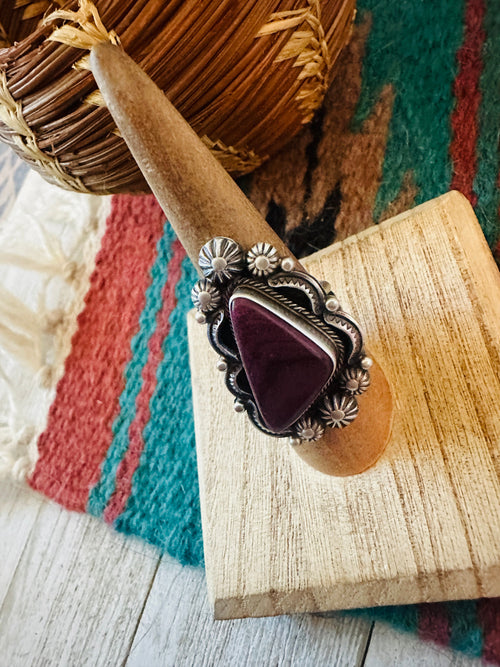 Navajo Sterling Silver & Purple Spiny Ring Size 7