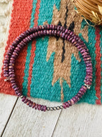 Navajo Purple Spiny & Sterling Silver Beaded Wrap Choker Necklace