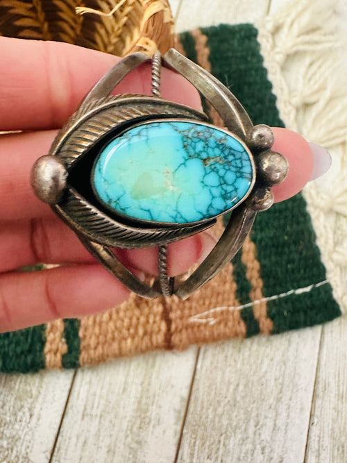 Old Pawn Navajo Turquoise & Sterling Silver Cuff Bracelet
