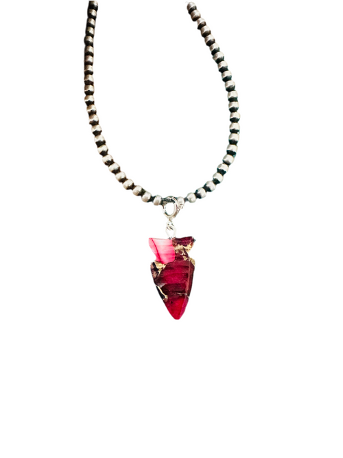 Navajo Hand Carved Rose Dahlia Arrowhead Charm
