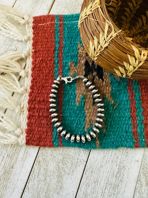 Navajo 6mm Sterling Silver Pearl Beaded Bracelet