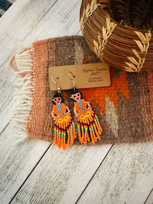 Handmade Multicolor Beaded Lady Dangle Earrings