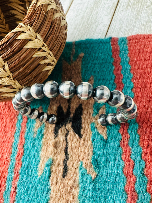 Handcrafted Sterling Silver Pearl Beaded Cuff Bracelet