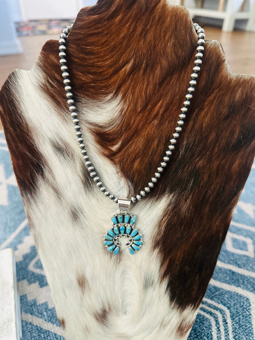 Handcrafted Turquoise & Sterling Silver Naja Necklace