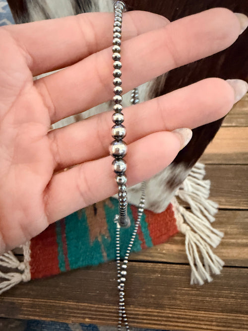 Handcrafted Sterling Silver Pearl 36” Beaded Necklace