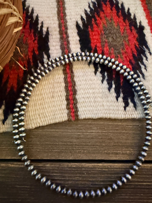 Handcrafted 4mm Sterling Silver Pearl Beaded Wrap Choker Necklace