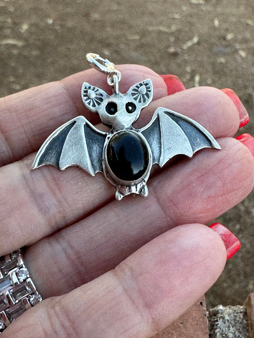 Halloween Collection Sterling Silver & Onyx Bat Charm