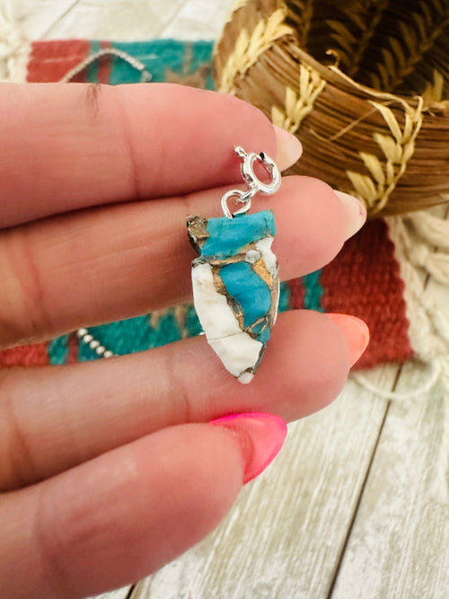 Navajo Hand Carved Blue Mojave Arrowhead Charm