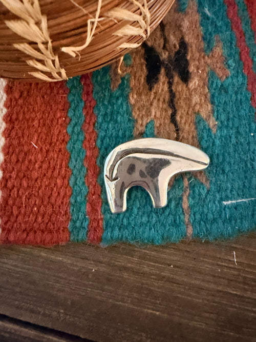 Old Pawn Handcrafted Sterling Silver Fetish Bear Brooch