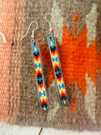 Navajo Handmade Multicolor Beaded Dangle Earrings