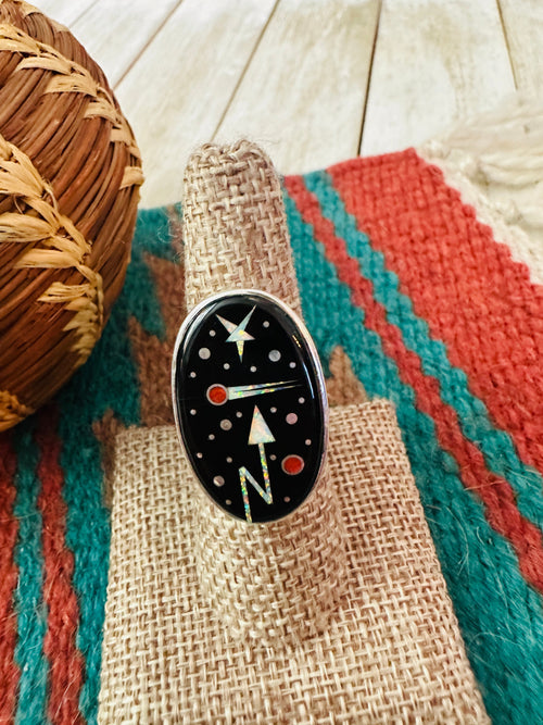 Handcrafted Multi Stone & Sterling Silver Inlay Starry Night Ring by Matthew Jack