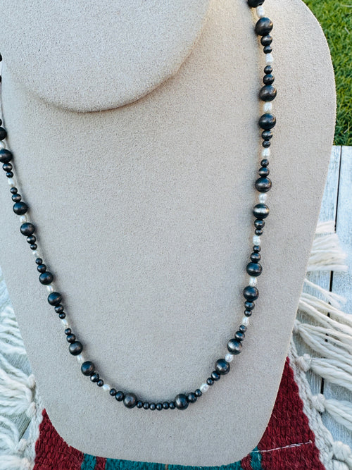 Sterling Silver Pearl & Freshwater Pearl 18” Beaded Necklace