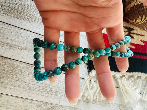 Navajo Turquoise and Sterling Silver Beaded Graduated Necklace 18”