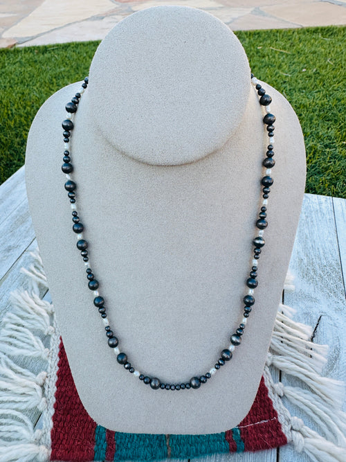 Sterling Silver Pearl & Freshwater Pearl 18” Beaded Necklace