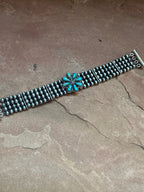 Handmade Sterling Silver & Turquoise Beaded Navajo Pearl Style Bracelet