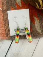 Navajo Handmade Multicolor Beaded Teardrop Dangle Earrings