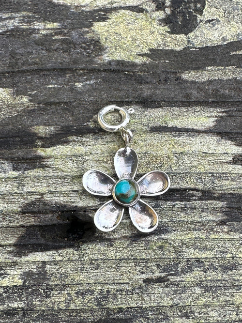 Sterling Silver and Turquoise Daisy Flower Charm