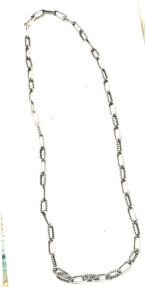 Navajo Sterling Silver Chain Necklace 24”