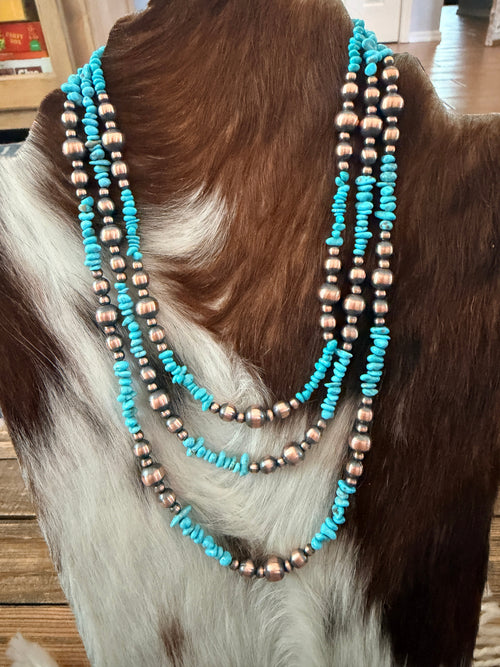Handcrafted Turquoise & Copper Beaded Necklace