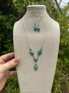 Handmade Sonoran Gold Turquoise & Sterling Silver Necklace Earrings Set Signed Nizhoni