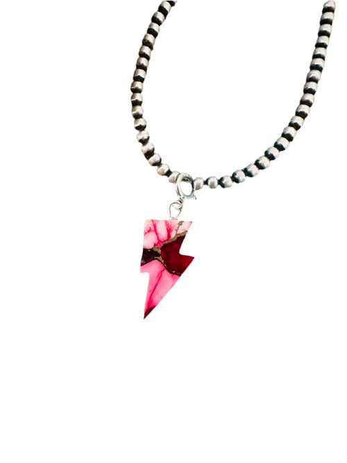 Navajo Hand Carved Rose Dahlia Lightning Bolt Charm