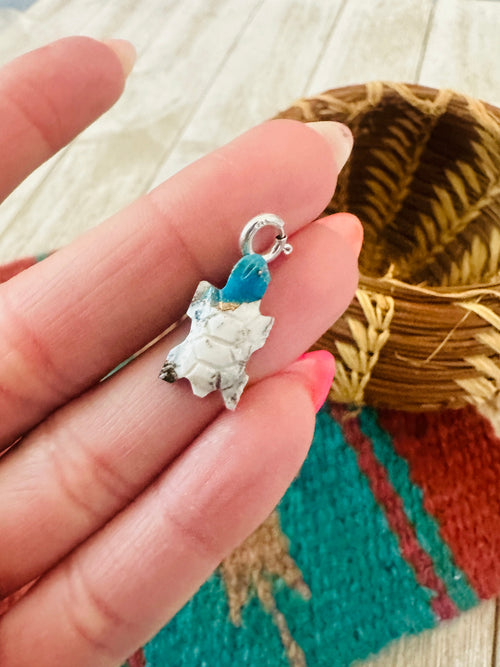 Navajo Hand Carved Blue Mojave Turtle Charm
