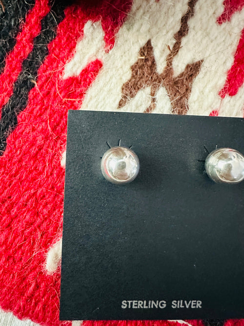 Navajo Sterling Silver Pearl Stud Earrings 6mm