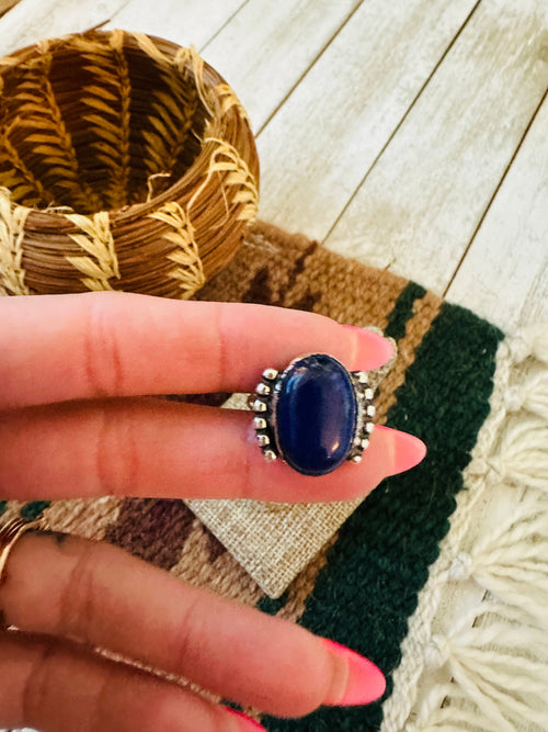 Old Pawn Navajo Sterling Silver & Lapis Ring Size 6.5