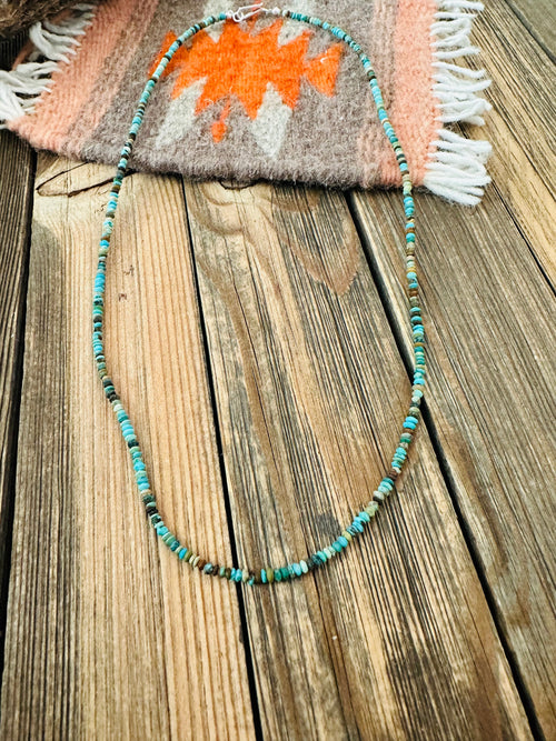 Navajo Turquoise and Sterling Silver Beaded Necklace 20”
