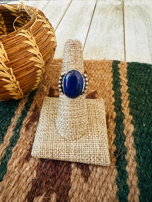 Old Pawn Navajo Sterling Silver & Lapis Ring Size 6.5