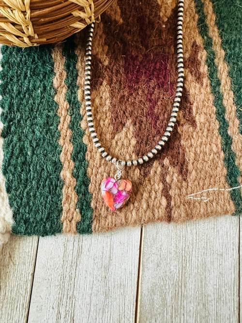 Navajo Hand Carved Pink Mojave Heart Charm