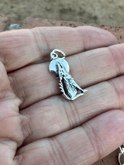 Navajo Crafted Sterling Silver Howling Coyote Charm