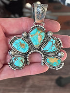 Handcrafted Sterling Silver and Royston Turquoise Naja Pendant by Rosella Paxson