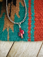 Navajo Hand Carved Rose Dahlia Saguaro Cactus Charm